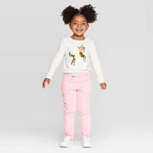 Girls 2T Cat & Jack Cream Unicorn Sweater With Gold Foil Design Long Sleeves Sof